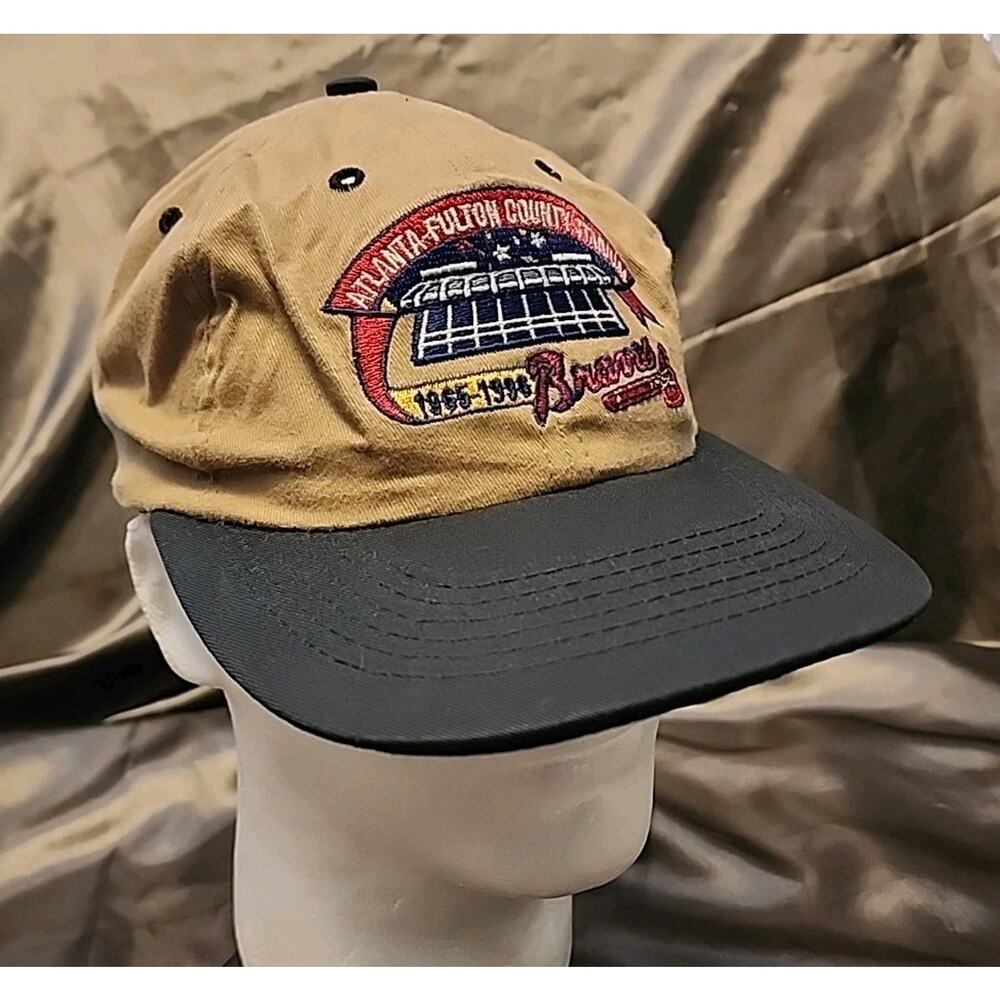 Atlanta-Fulton County Stadium Tan/Blue Atlanta Braves Vintage 1996 Hat Cap